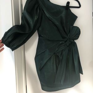 Lovers + Friends Revolve Green One Shoulder Dress